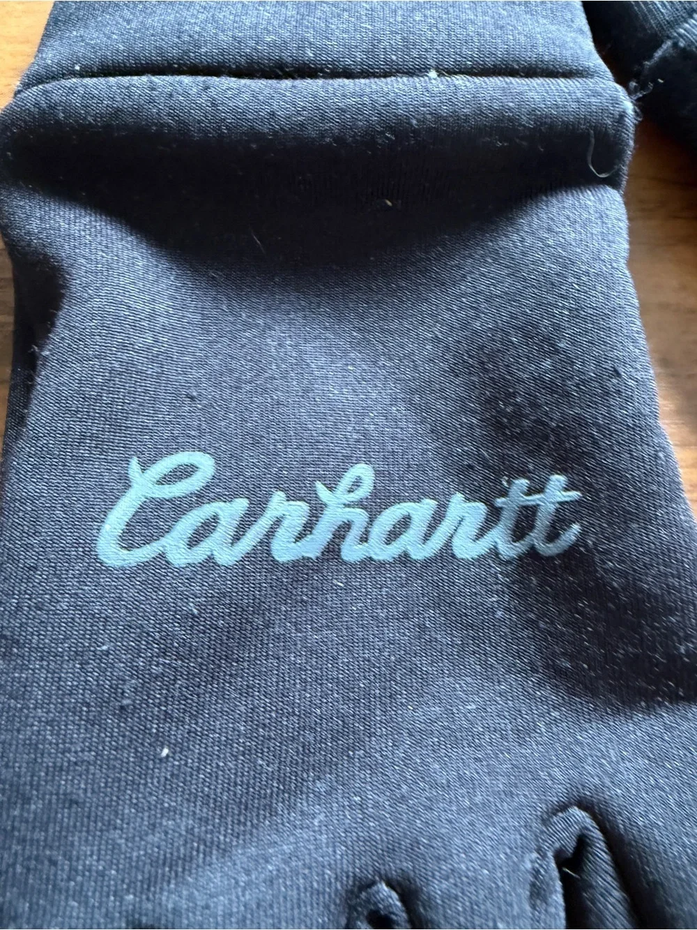 Carhartt Black Gloves with Light Blue Logo size M